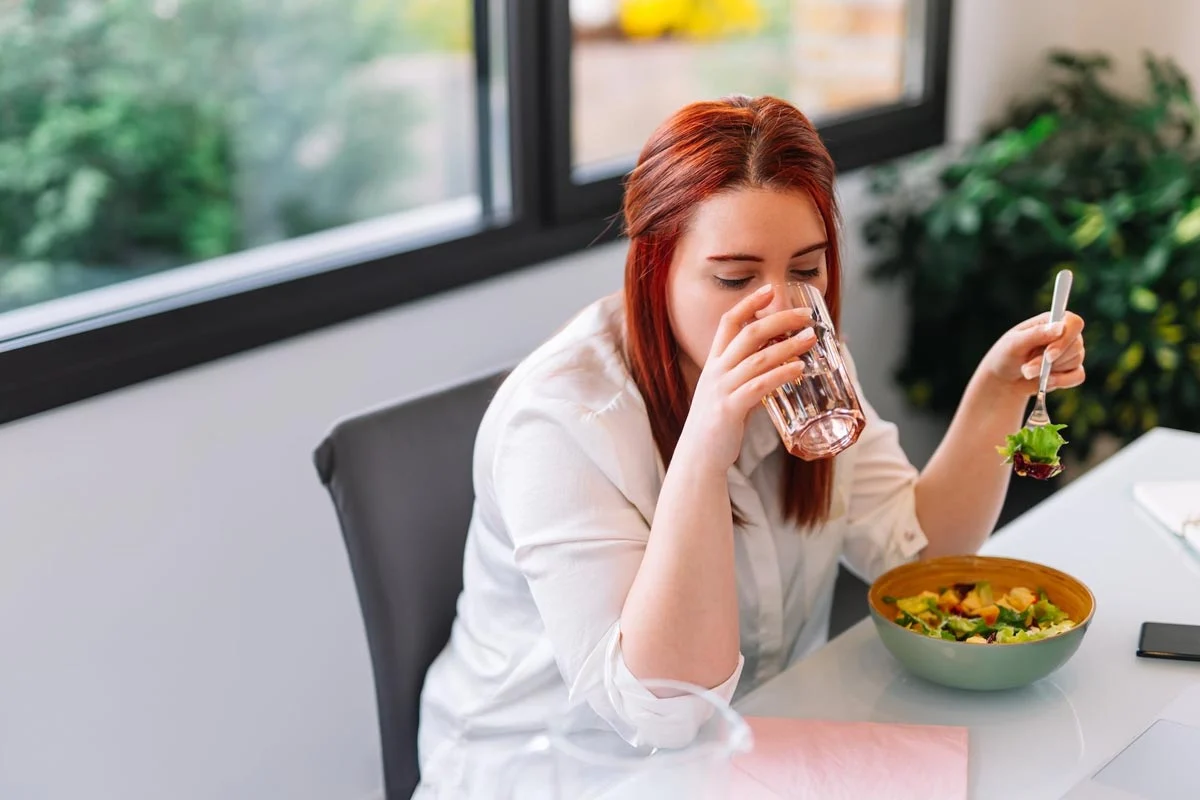 Why should you not drink water while eating
