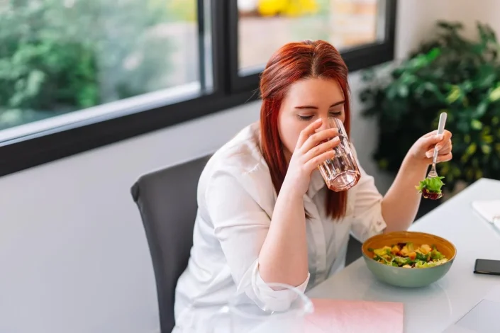 Why should you not drink water while eating